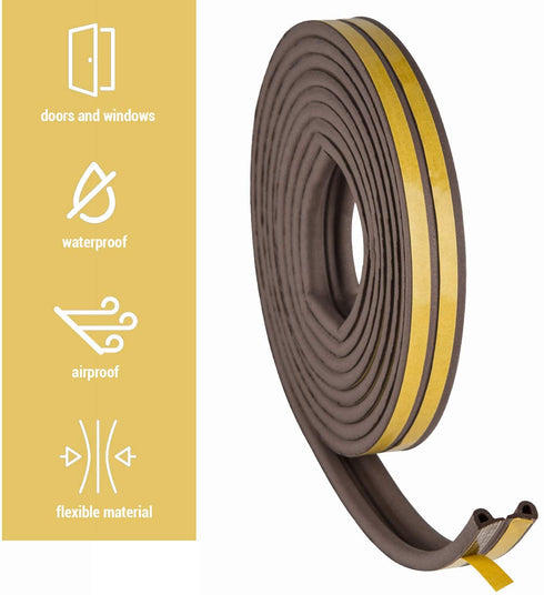 Weather Sealing Strip for Home Doors and Windows, D-Shaped